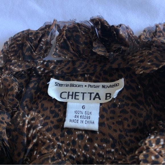 Chetta B Silk Leopard Print Ruffle Sleeveless Top - Picture 3 of 8